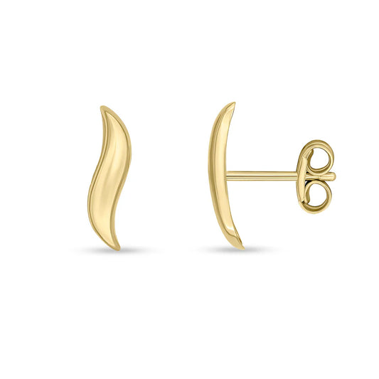 9ct Yellow Gold Wavy Line Stud Earrings