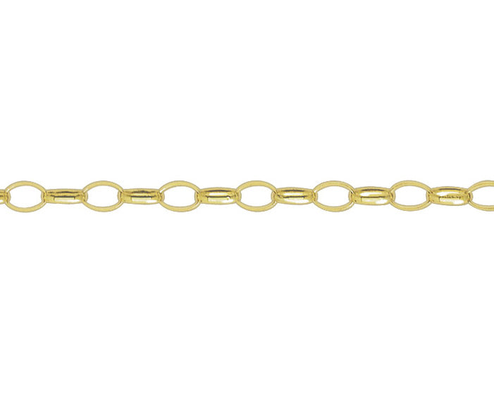 9ct Yellow Gold Oval Light Belcher Chain 18"