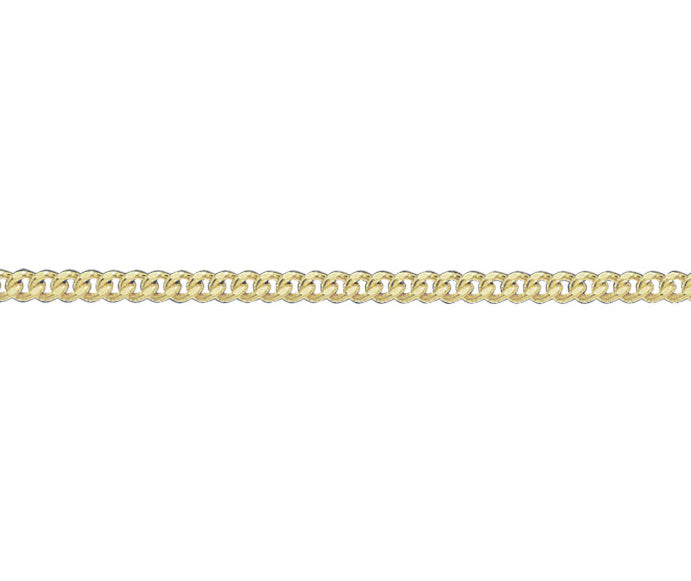 9ct Yellow Gold Solid Diamond Cut Curb Chain 20"
