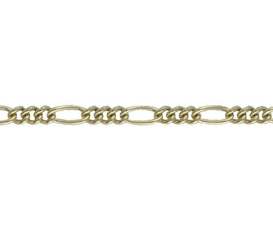 9ct Yellow Gold Round Fetter & Figaro Chain 20"