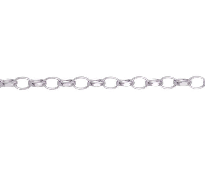 9ct White Gold Oval Filed Belcher Chain 24"