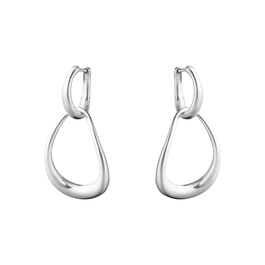 Georg Jensen Offspring Interlocking Sterling Silver Drop Hoop Earrings 10012754