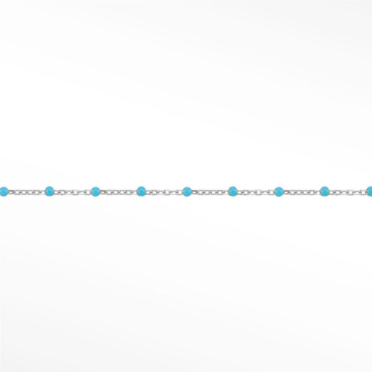 Sterling Silver Turquoise Beads Permanent Bracelet