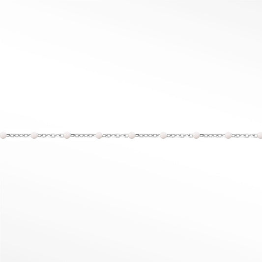 Sterling Silver White Enamel Bead Permanent Bracelet