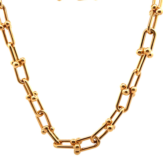 9ct Yellow Gold 18" Decorative Hollow Link and Beads Chain