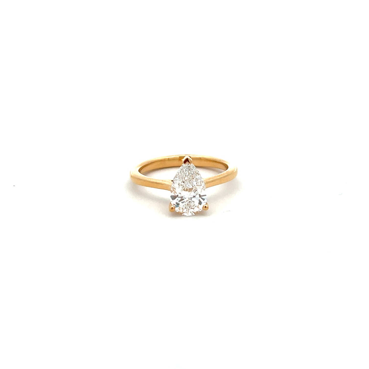 18ct Yellow Gold Laboratory Grown Diamond 1.51ct Pear Cut Three Claw Ring Size M