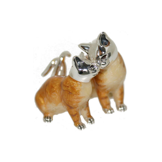 Sterling Silver Enamel Kissing Cats