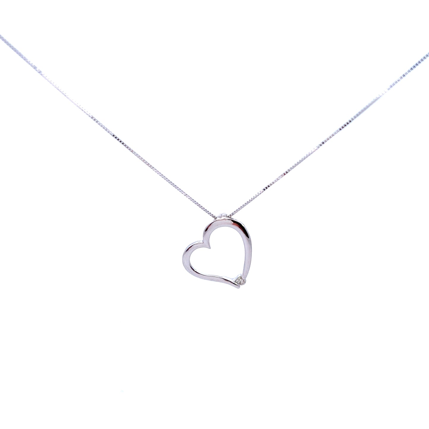 9ct White Gold Diamond Heart Necklace
