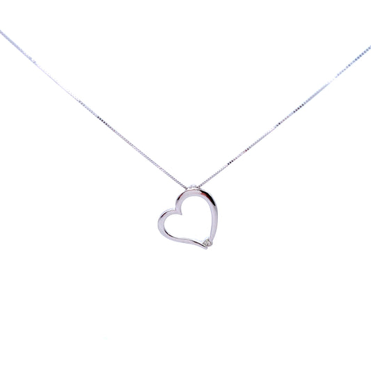 9ct White Gold Diamond Heart Necklace