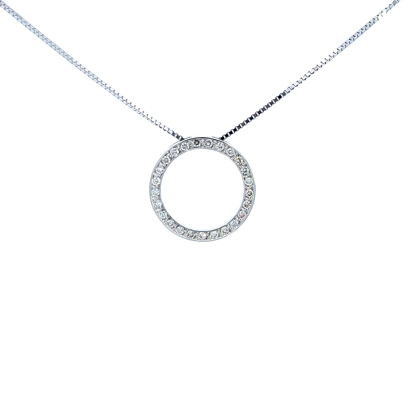 9ct White Gold Diamond Circle Necklace