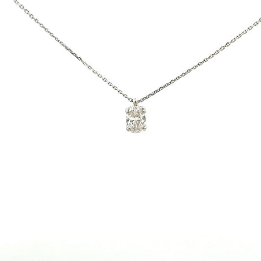 18ct White Gold 0.50ct Oval Cut Diamond Necklace
