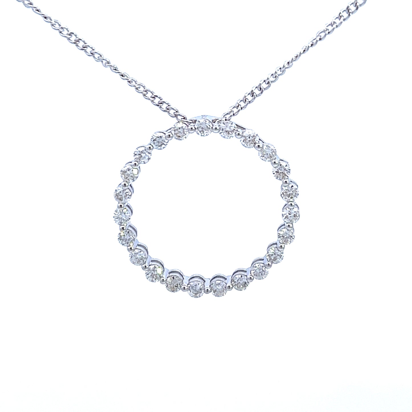 18ct White Gold Diamond Open Circle Pendant