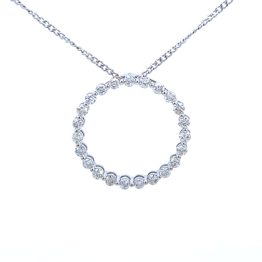 18ct White Gold Diamond Open Circle Pendant