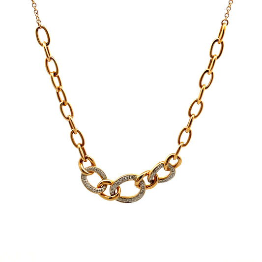 18ct Yellow Gold Diamond Curb Necklace
