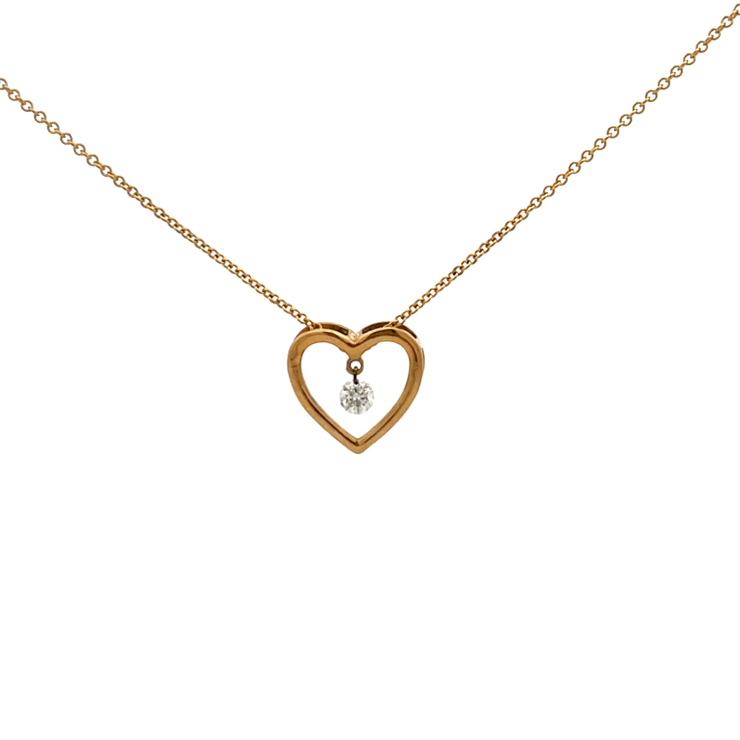 9ct Yellow Gold Diamond Heart Slider Necklace