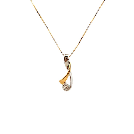 9ct Yellow and White Gold Foldover Diamond Necklace