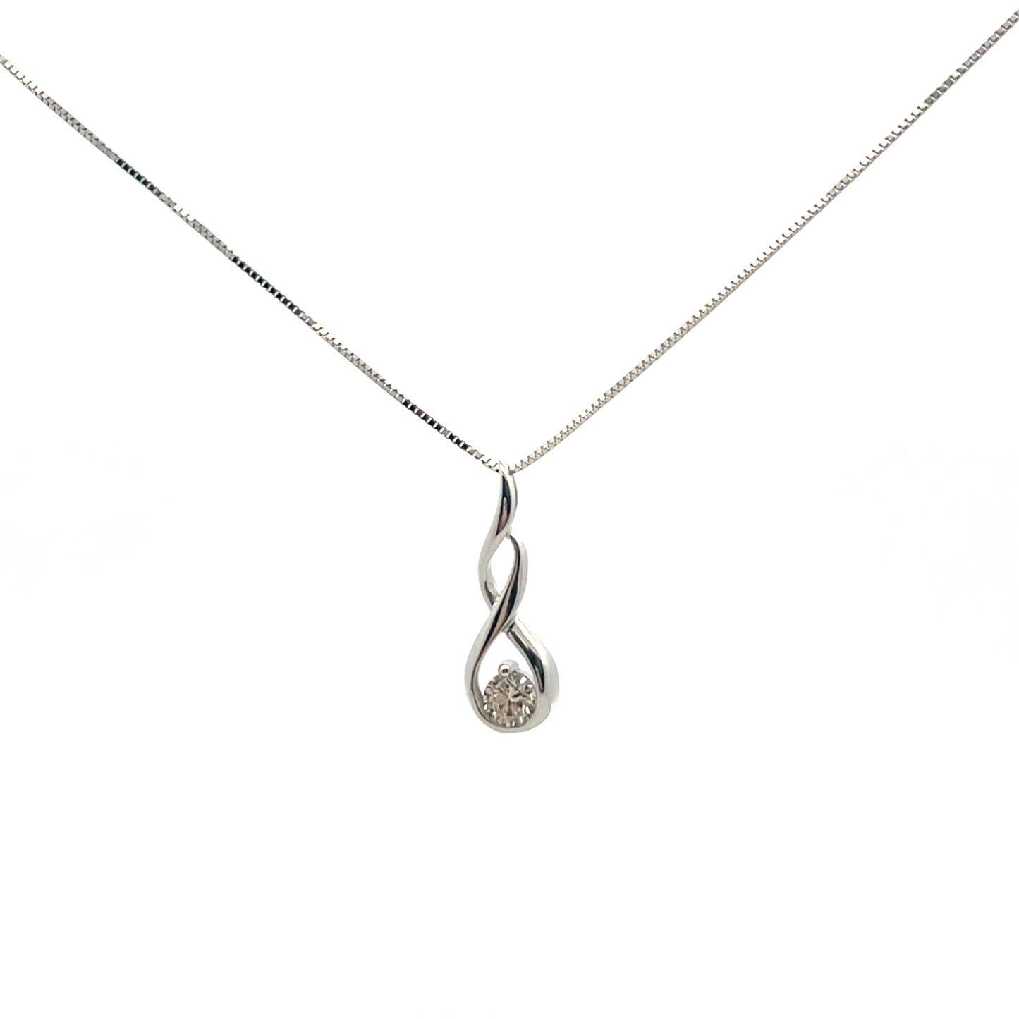 9ct White Gold 0.25ct Diamond Twist Necklace