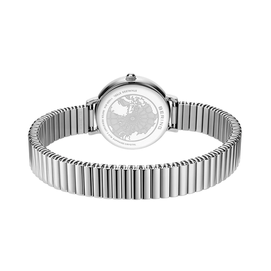 Bering Ladies Round White Dial Stainless Steel Case Expander Bracelet Watch