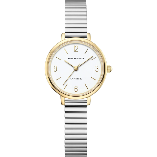 Bering Stainless Steel Ladies Round White Dial Two Colour Expander Bracelet Watch