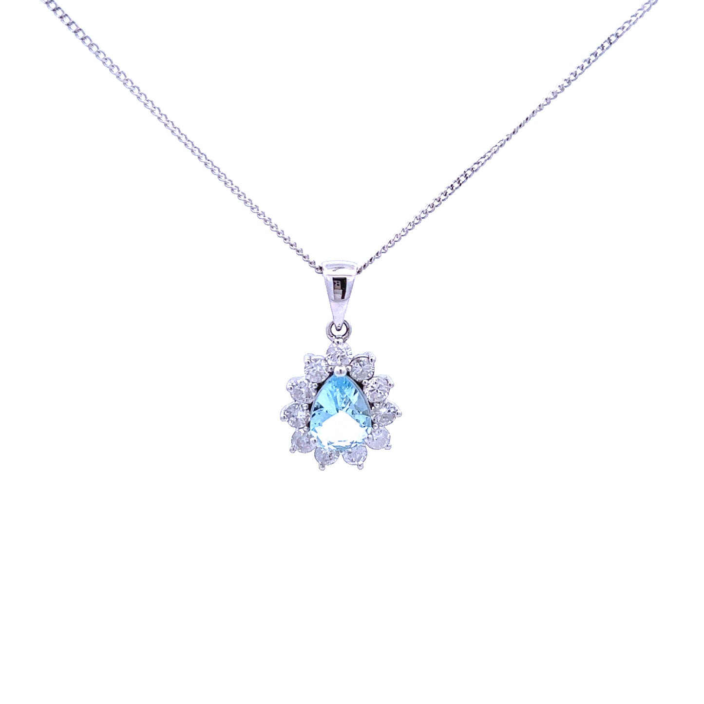 9ct White Gold Aquamarine Pendant