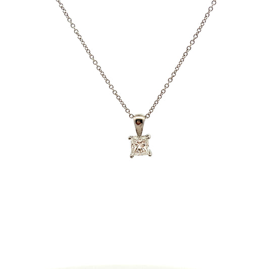 18ct White Gold 0.42ct Princess Cut Diamond Pendant