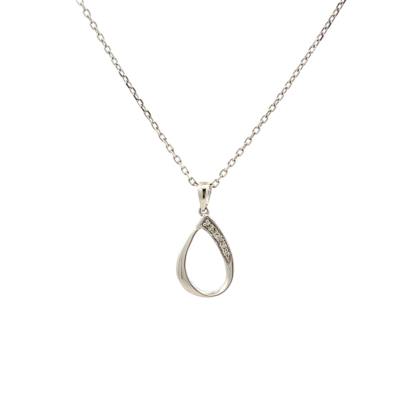 Platinum 0.03ct Diamond Teardrop Necklace