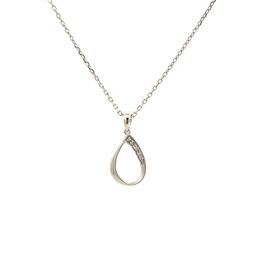 Platinum 0.03ct Diamond Teardrop Necklace