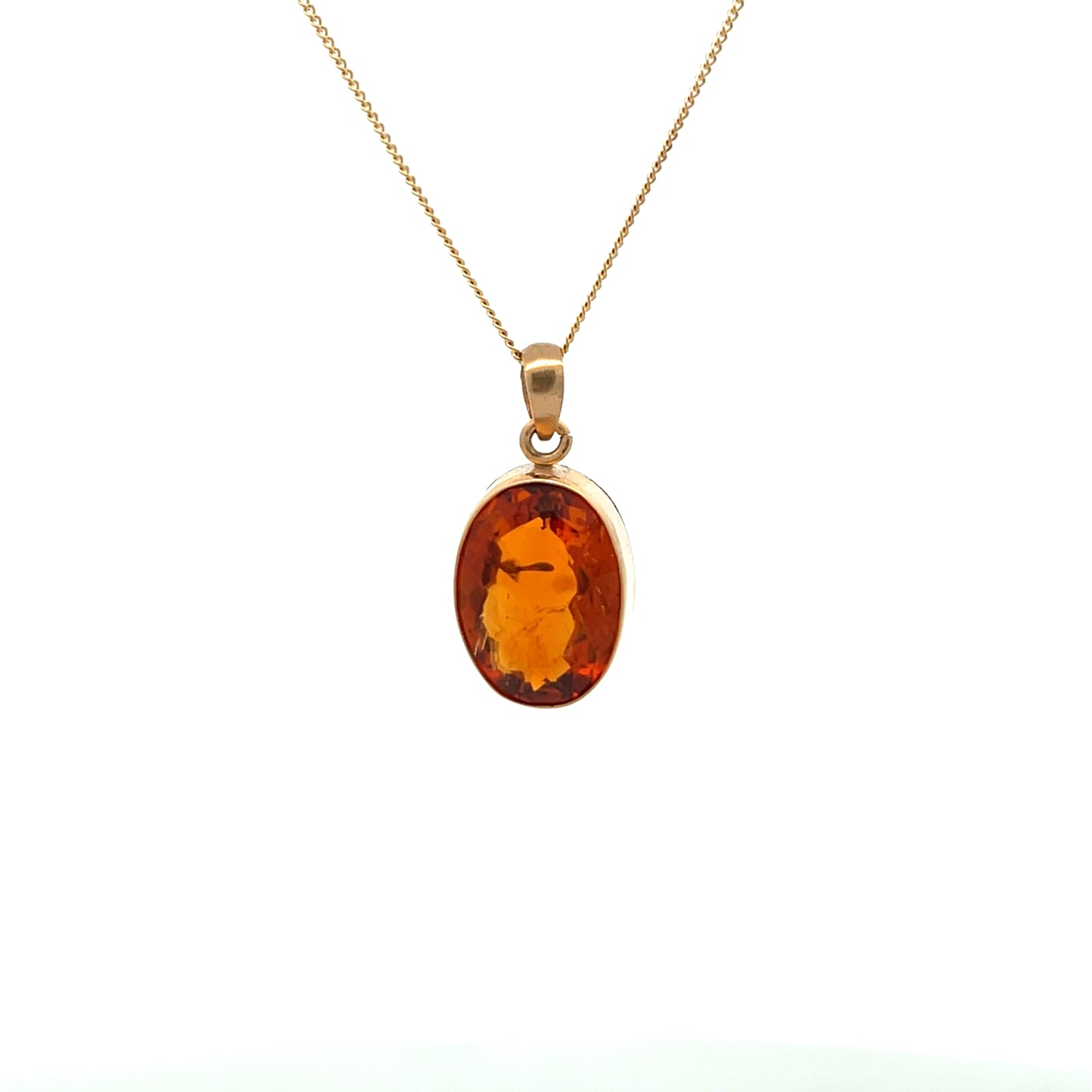 9ct Yellow Gold Oval Deep Orange Citrine Pendant