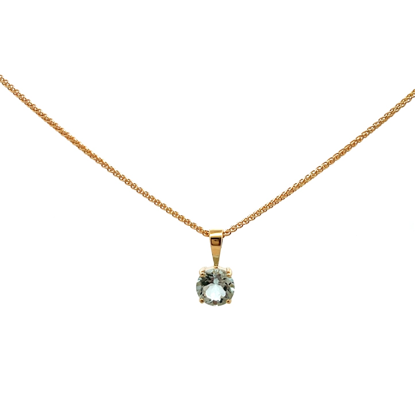 9ct Yellow Gold 6mm Round Aquamarine Pendant