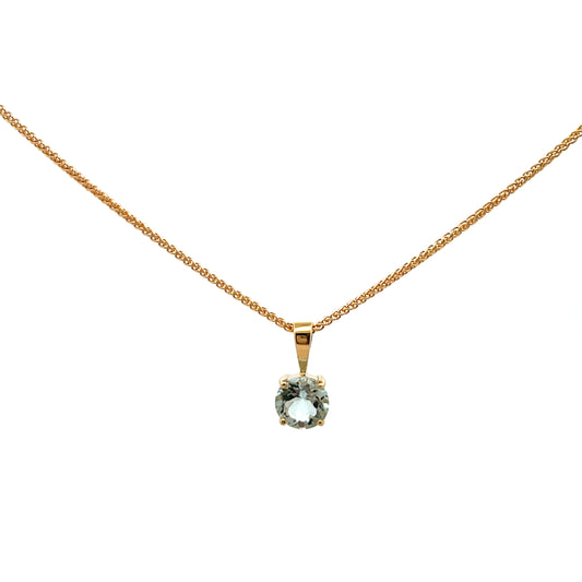9ct Yellow Gold 6mm Round Aquamarine Pendant