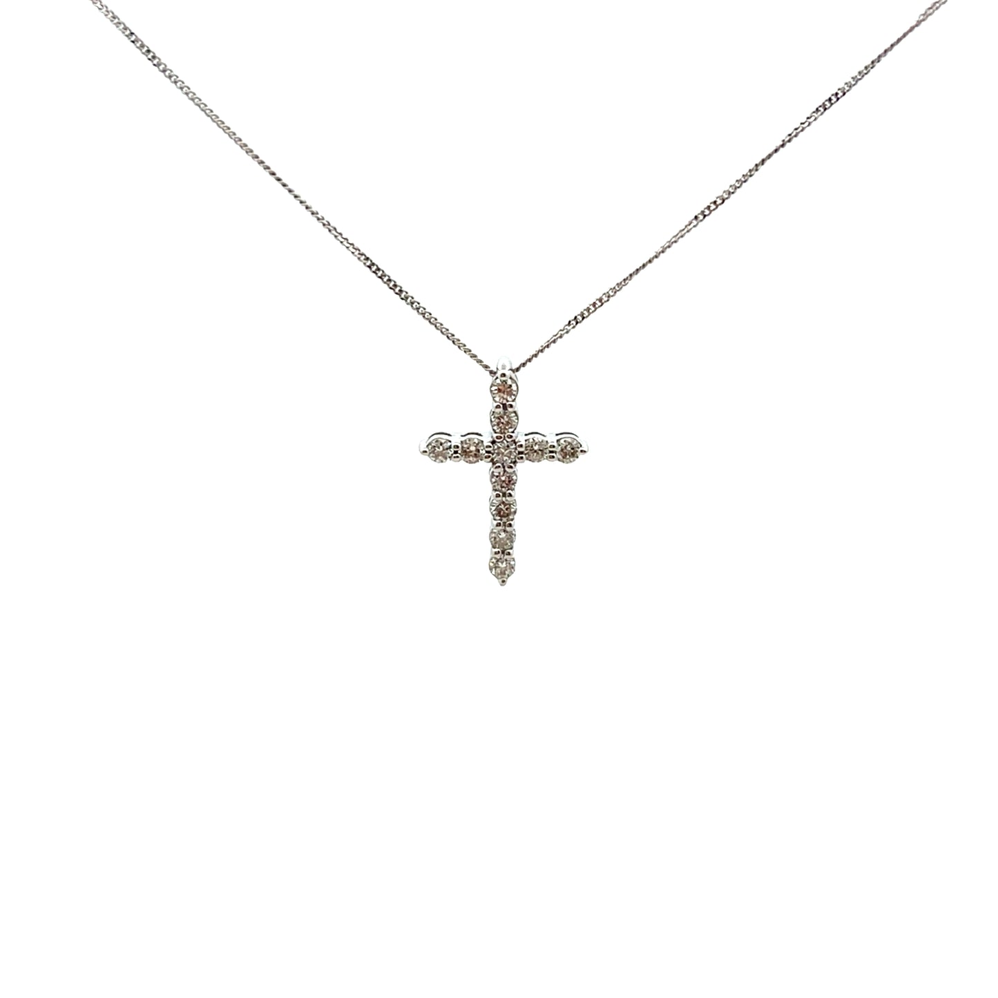 9ct White Gold 0.25ct Laboratory Grown Diamond Cross Necklace