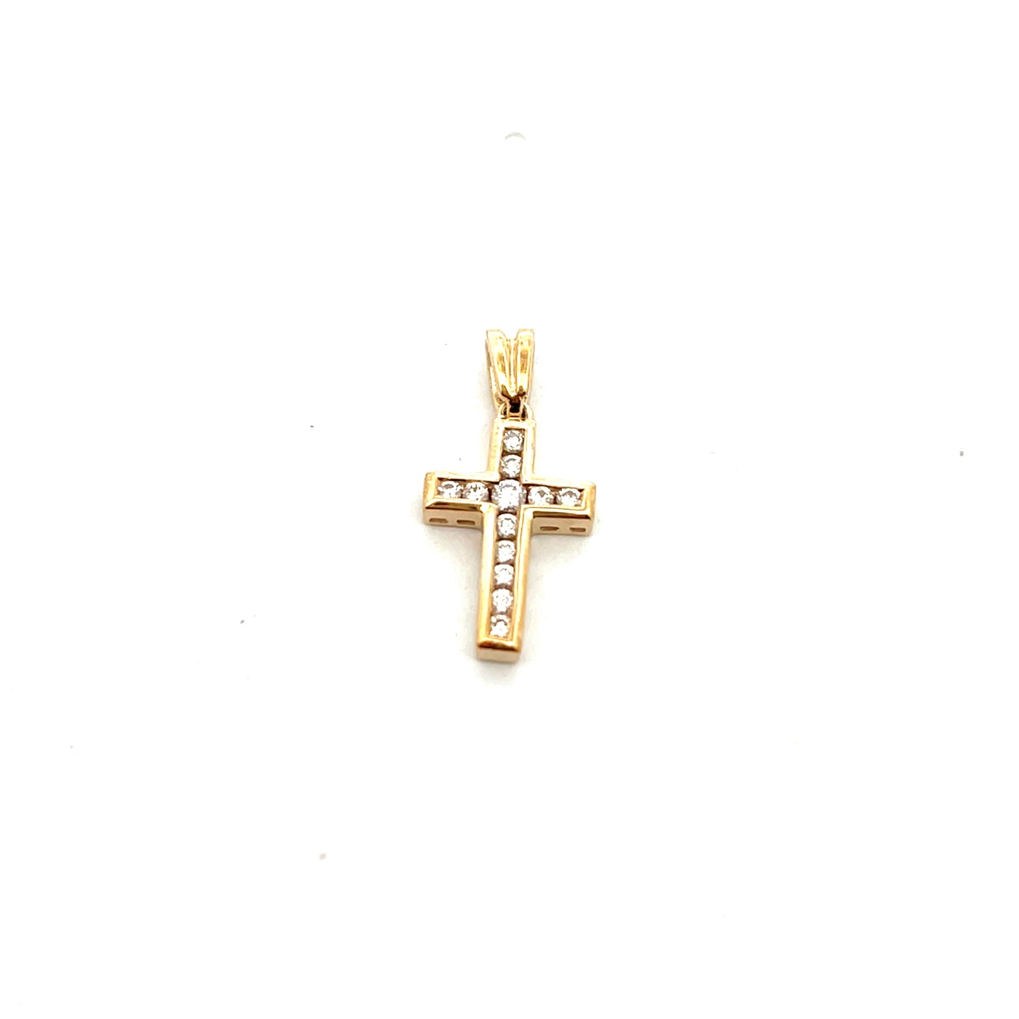 9ct Yellow Gold Diamond Cross Pendant