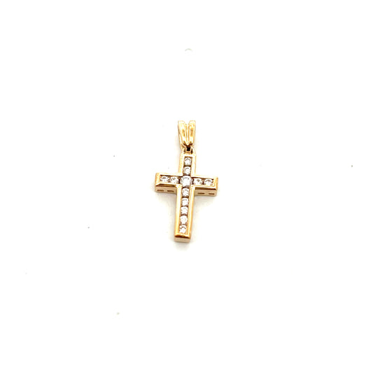 9ct Yellow Gold Diamond Cross Pendant