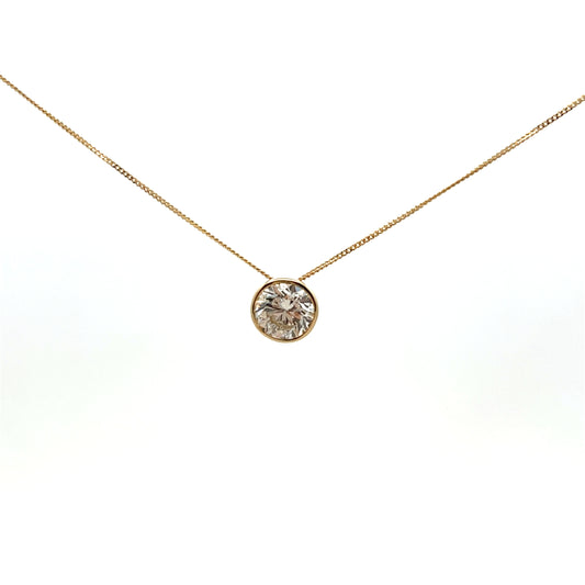 9ct Yellow Gold Laboratory Grown Diamond 1.05ct Brilliant Cut Bezel Slider Necklace