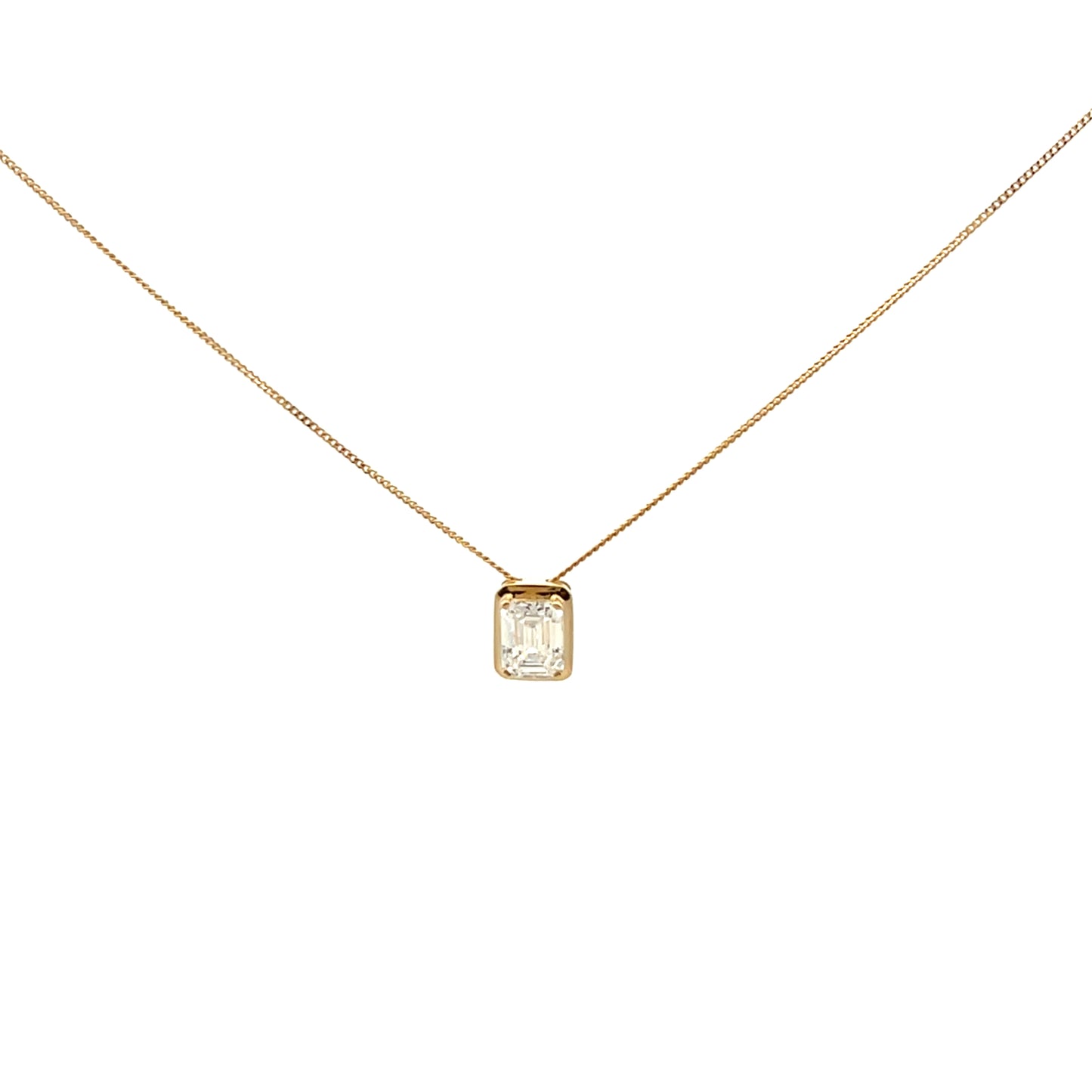 9ct Yellow Gold Laboratory Grown Emerald Cut Diamond Necklace