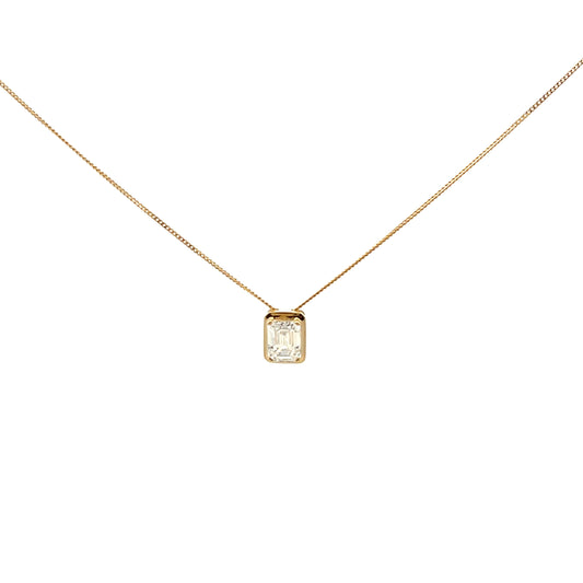 9ct Yellow Gold Laboratory Grown Emerald Cut Diamond Necklace