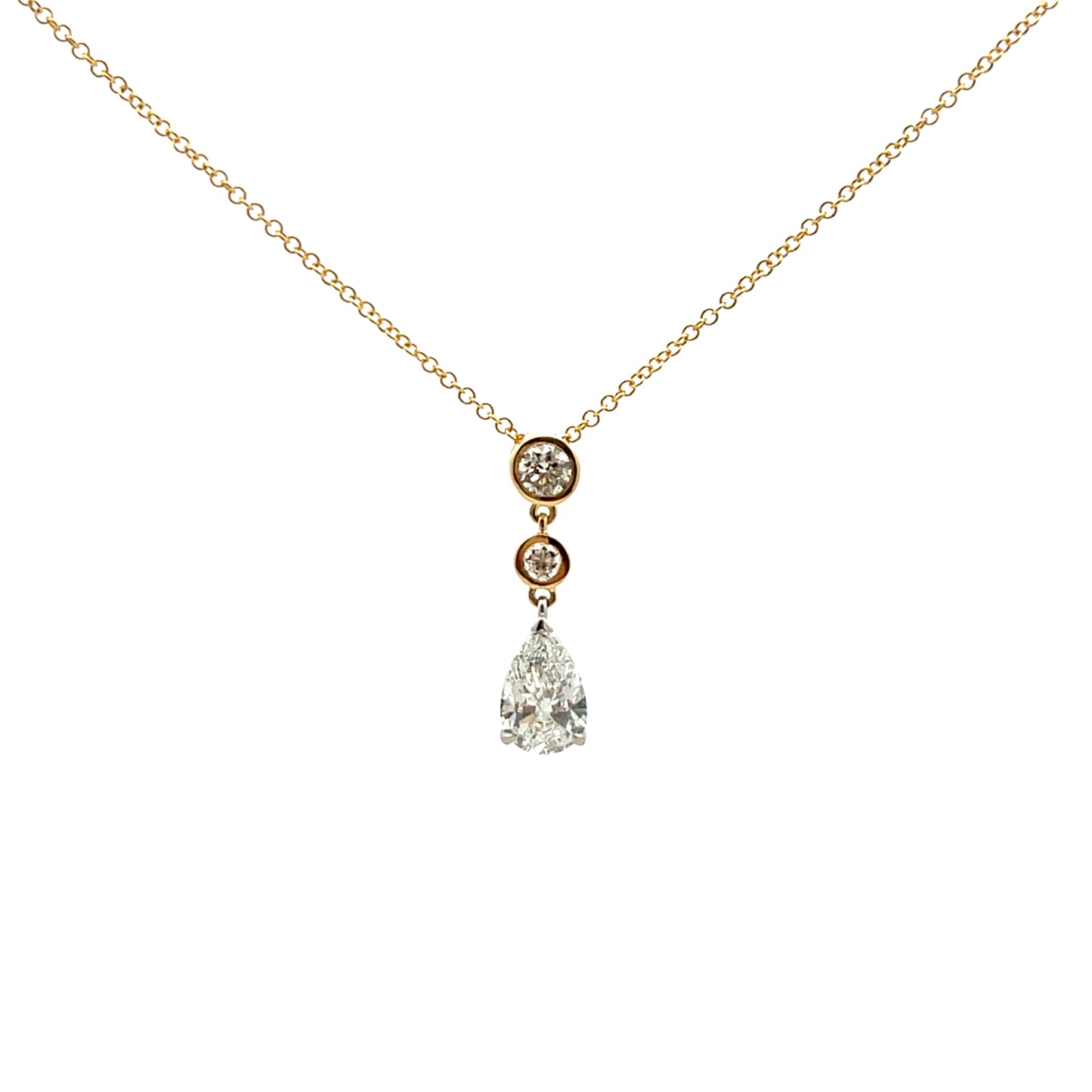 9ct Yellow Gold Laboratory Grown Diamond Pear and Brilliant Cut Necklace