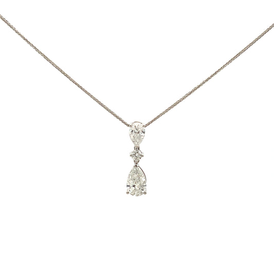 9ct White Gold Laboratory Grown Diamond Pear and Brilliant Cut Necklace