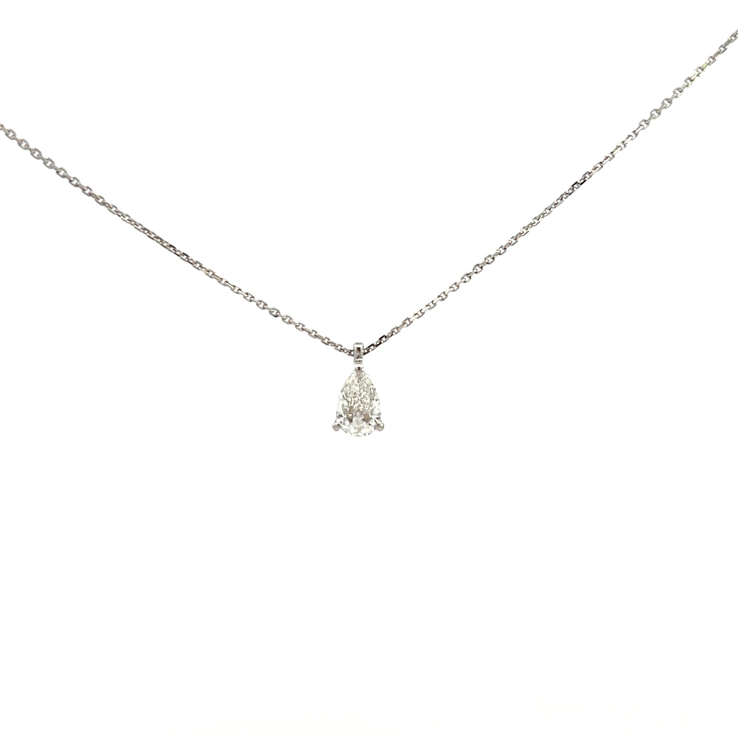 18ct White Gold 0.50ct Pear Cut Diamond Necklace