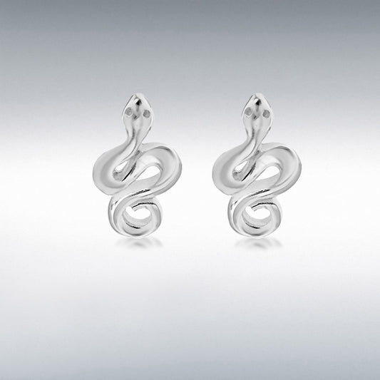 Sterling Silver Curly Snake Stud Earrings