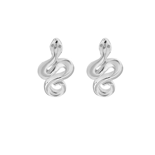 Sterling Silver Curly Snake Stud Earrings