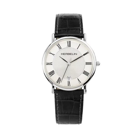 Herbelin Classique Round White Full Roman Dial Steel Strap Watch 12248AP08