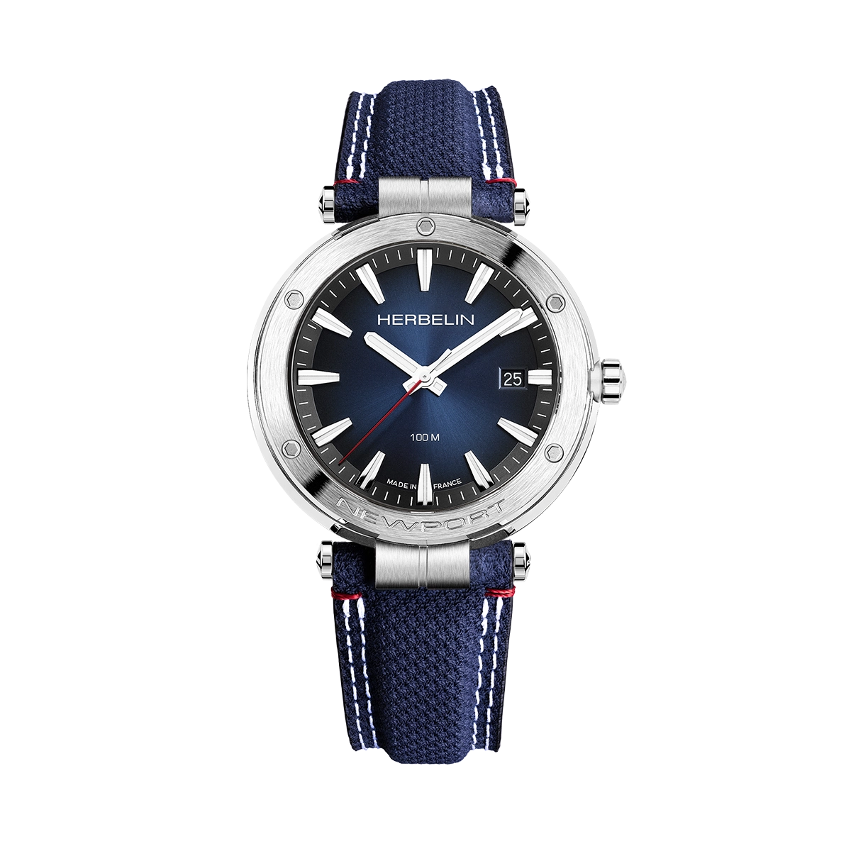 Herbelin Newport 100m Round Blue Dial and Blue Strap Watch 12288A15BL