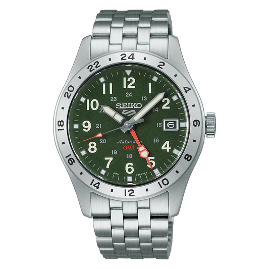 Seiko 5 Sports Khaki Drill Green Field GMT Watch HDB001K1