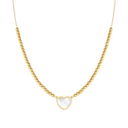 Nomination Emosfere Yellow Gold Plated White Mother of Pearl Heart Necklace 134216/036