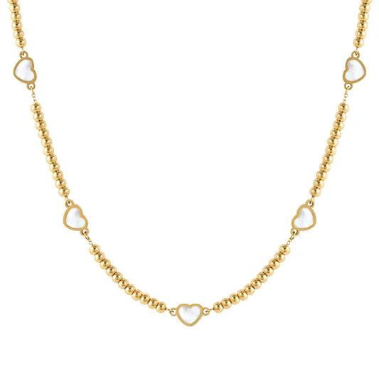 Nomination Emosfere Yellow Gold Plated 5 White Mother of Pearl Hearts Necklace 134217/036