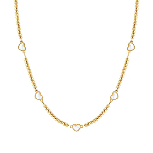 Nomination Emosfere Yellow Gold Plated 5 White Mother of Pearl Hearts Necklace 134217/036