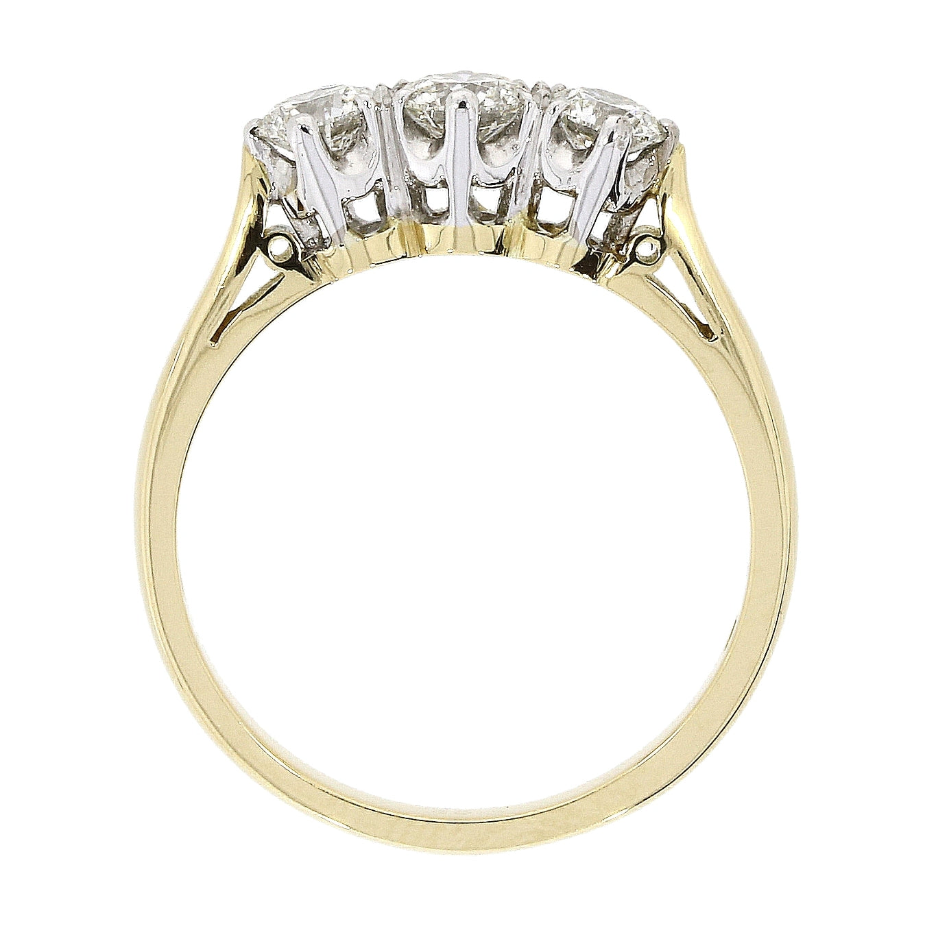 18ct Yellow Gold Three Stone 0.65ct Diamond Ring Size N