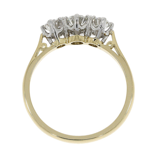 18ct Yellow Gold Three Stone 0.78ct Diamond Ring Size