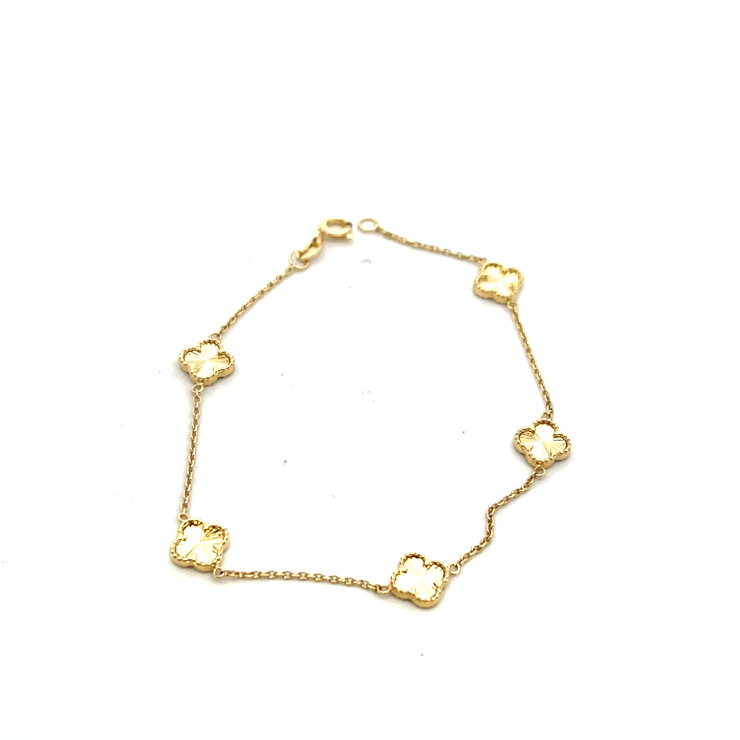 14ct Yellow Gold Diamond Cut Petal Bracelet